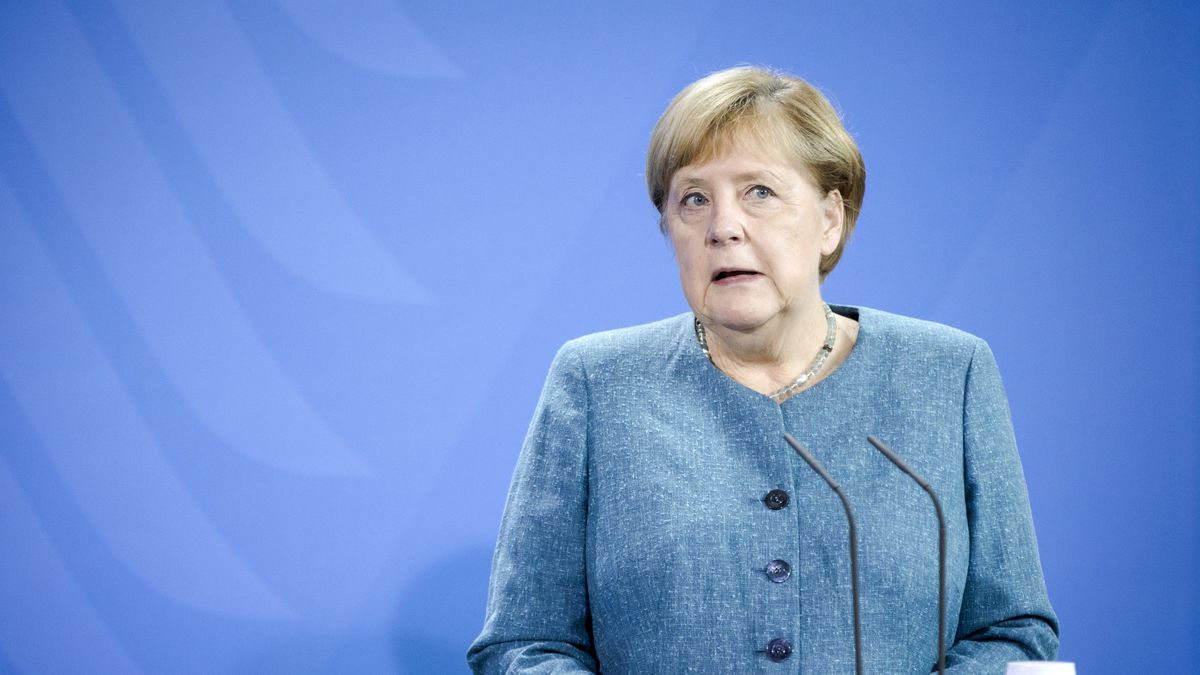 BERLIN, GERMANY - AUGUST 31: German Chancellor Angela Merkel is pictured during a press conference  at the Chancellery on August 31, 2021 in Berlin, Germany. (Photo by Janine Schmitz/Photothek via Getty Images)