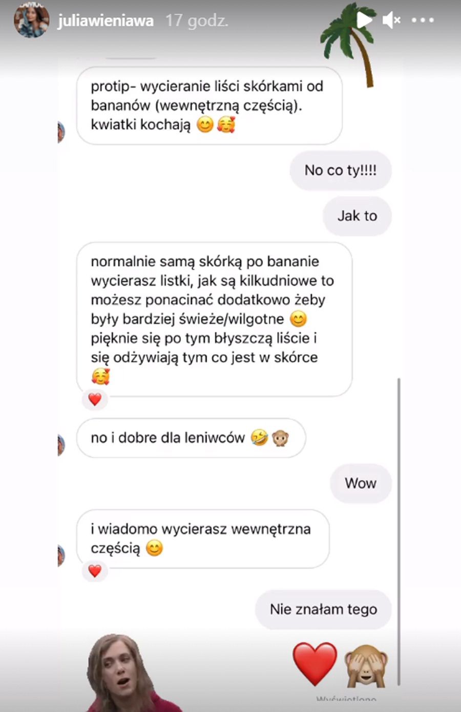 Julia Wieniawa przyjmuje porady ogrodnicze od fanów