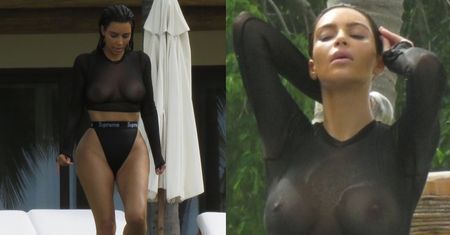 Piersi Kim Kardashian na wakacjach w Meksyku (ZDJĘCIA)