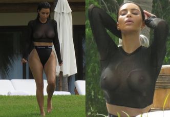 Piersi Kim Kardashian na wakacjach w Meksyku (ZDJĘCIA)