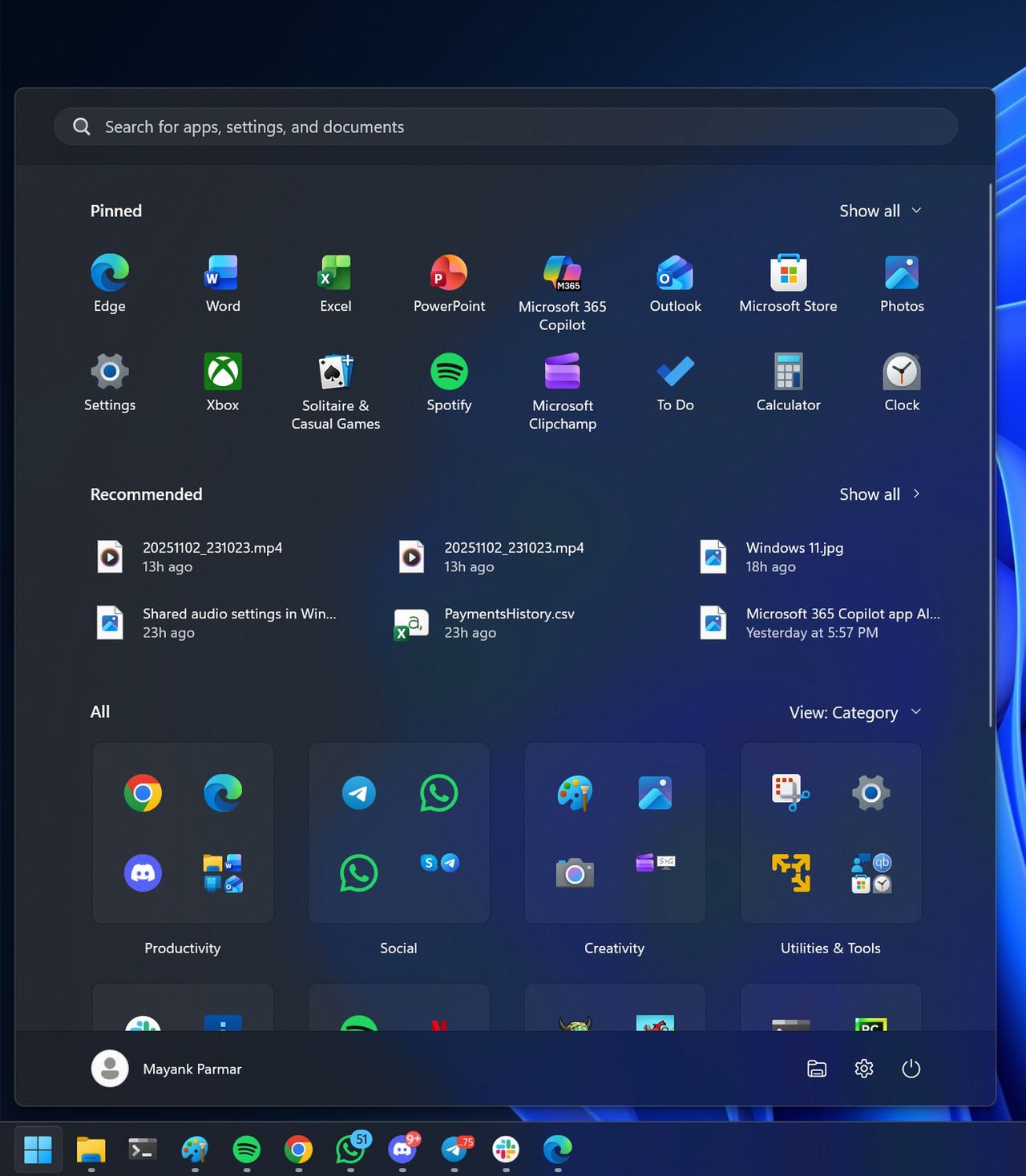Nowe menu Start Windowsa 11