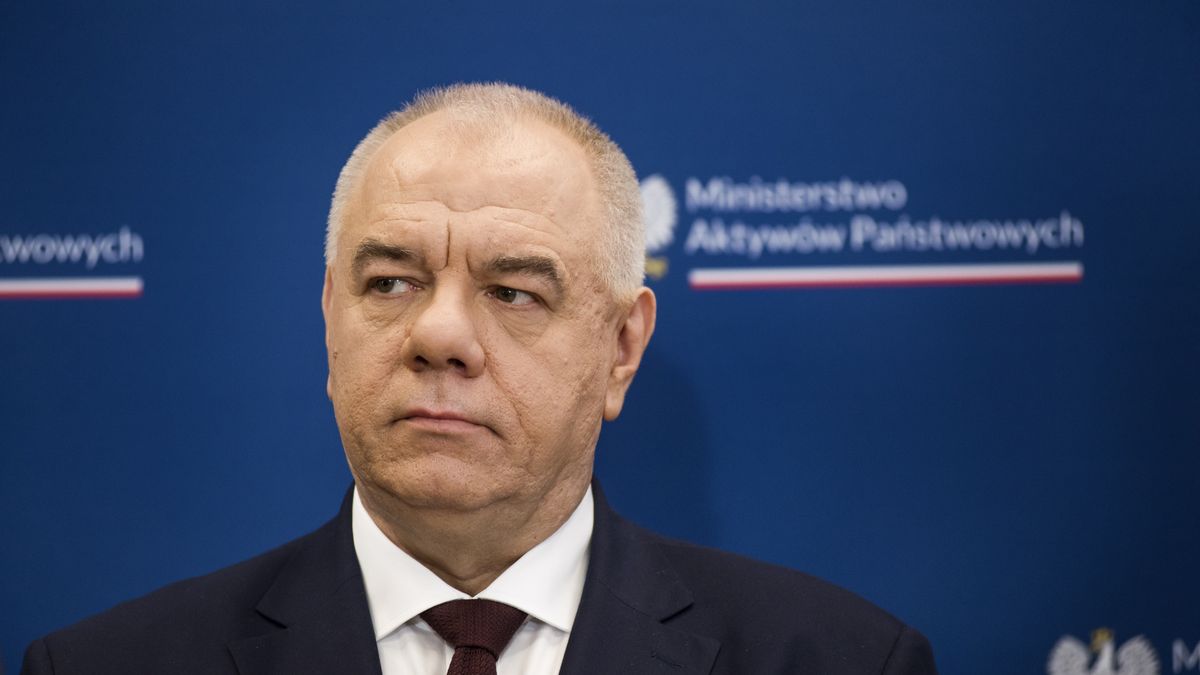 WARSAW, MAZOWIECKIE, POLAND - 2022/12/22: Deputy Prime Minister, Jacek Sasin is seen during a press conference at the Ministry of State Assets. The Social Agreement (Umowa Spoleczna) was signed at the Ministry of State Assets in Warsaw, with the participation of the Deputy Prime Minister, Minister of State Assets Jacek Sasin. The agreement concerns the transformation of the power sector and the lignite mining industry. This agreement is related to the plans to spin off coal production and mining assets from companies with State Treasury shareholding. This is the final stage of preparations for the establishment of the National Energy Security Agency (NABE). (Photo by Attila Husejnow/SOPA Images/LightRocket via Getty Images)