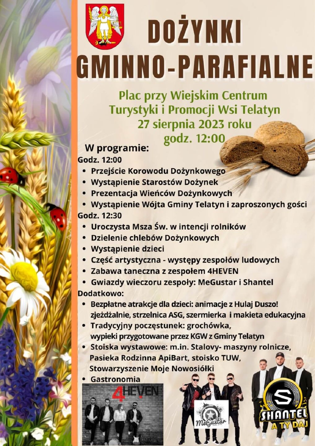 Dożynki w Telatynie 2023 - plakat, program wydarzenia