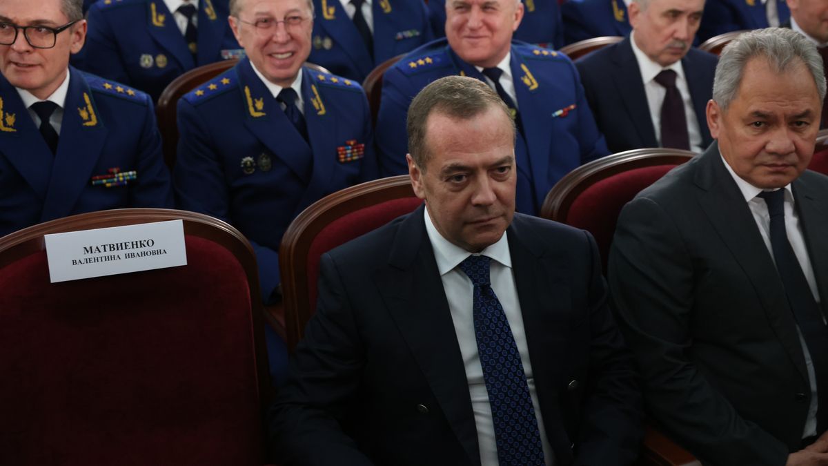 Russian President Vladimir Putin Attends Annual Meeting With Prosecutors
MOSCOW, RUSSIA - MARCH 19 (RUSSIA OUT) Former Russian President, Deputy Chairman of the Securuty Council Dmitry Medvedev (C) and Secretary of the Security Council Sergey Shoigu (R) looks on during the Board of the Prosecutor-General Main Office, March 19, 2025, in Moscow, Russia. Putin visited an annual meeting with prosecutors. (Photo by Contributor/Getty Images)
Contributor