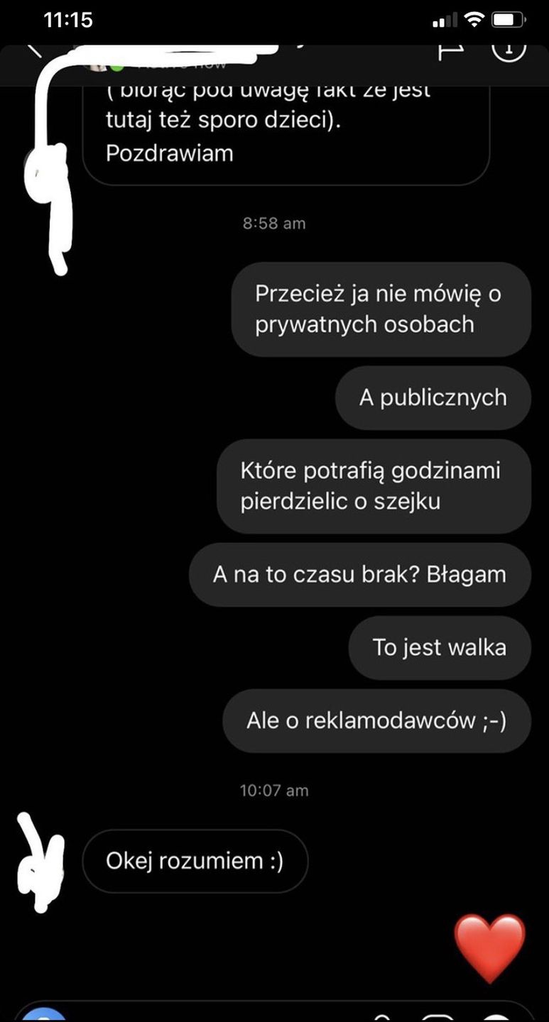 Sara Boruc pokazała wiadomości, które wymieniła z fanką
