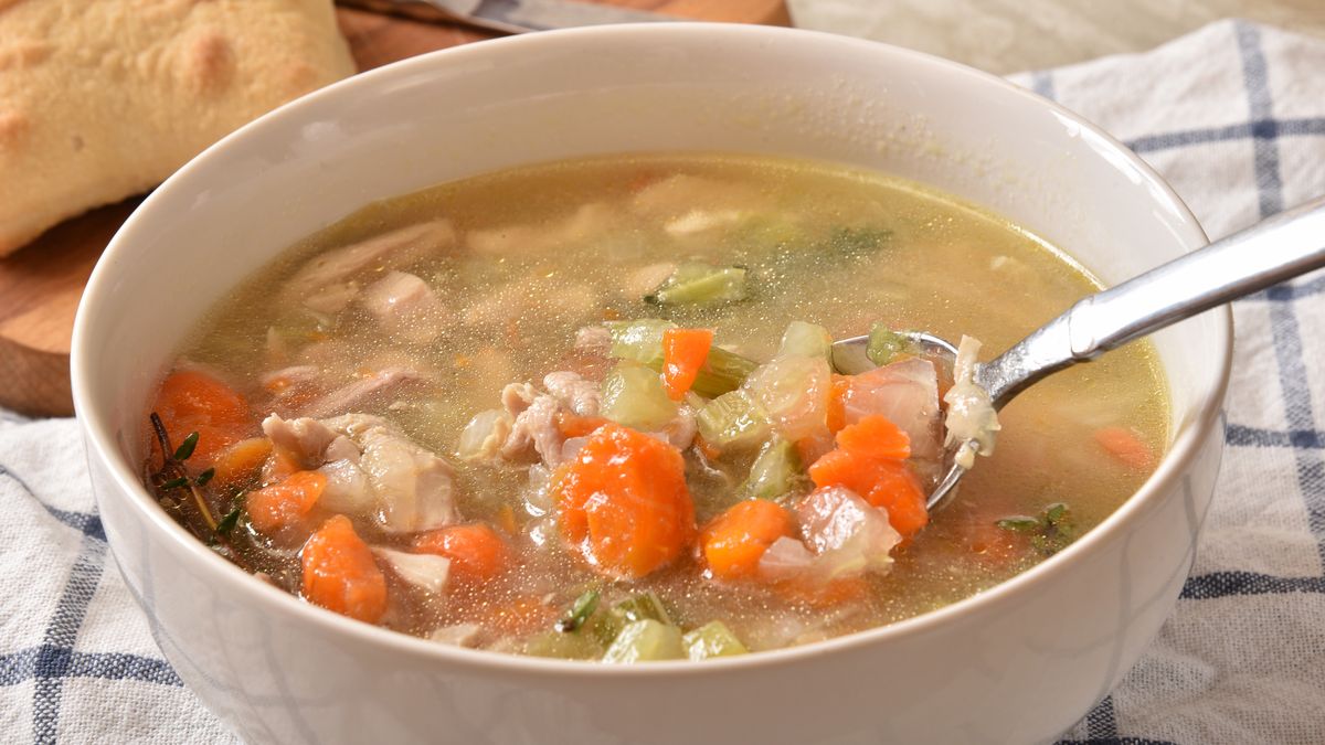 Closeup of a bowl of homemade chicken soup with celery, carrots and thyme
chicken, soup, broth, food, meal, lunch, dinner, broth, carrots, celery, homemade, cooked, bowl, closeup, low angle view, spoon, hot, steaming, healthy, nutritious, delicious, tasty, roll, spoon, spoonful, eat, eating, chicken, soup, broth, food, meal, lunch, dinner, carrots, celery, homemade, cooked, bowl, closeup, low angle view, spoon, hot, steaming, healthy, nutritious, delicious, tasty, roll, spoonful, eat, eating