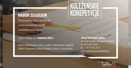 Maturzyści, to dla Was! Bezpłatne korepetycje w Lublinie