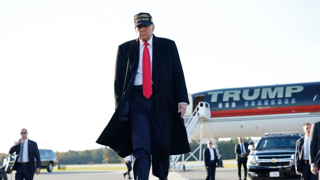 Donald Trump Campaigns For President In North Carolina
KINSTON, NORTH CAROLINA - NOVEMBER 03: Republican presidential nominee, former U.S. President Donald Trump arrives for a campaign rally at Kinston Regional Jetport on November 03, 2024 in Kinston, North Carolina. With only two days until the election, Trump is campaigning for re-election on Sunday in the battleground states of Pennsylvania, North Carolina and Georgia. (Photo by Chip Somodevilla/Getty Images)
Chip Somodevilla
bestof, topix