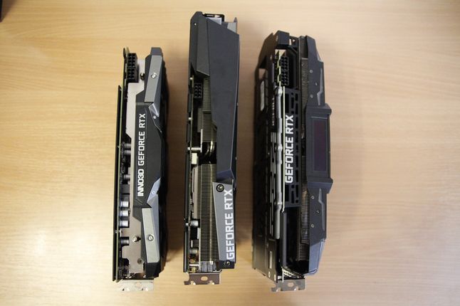 Od lewej: RTX 2060 Super, RTX 3060 Ti oraz RTX 2080 Super.