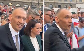 Manifestacja Białorusinów w Warszawie. Cichanouscy przywitani brawami