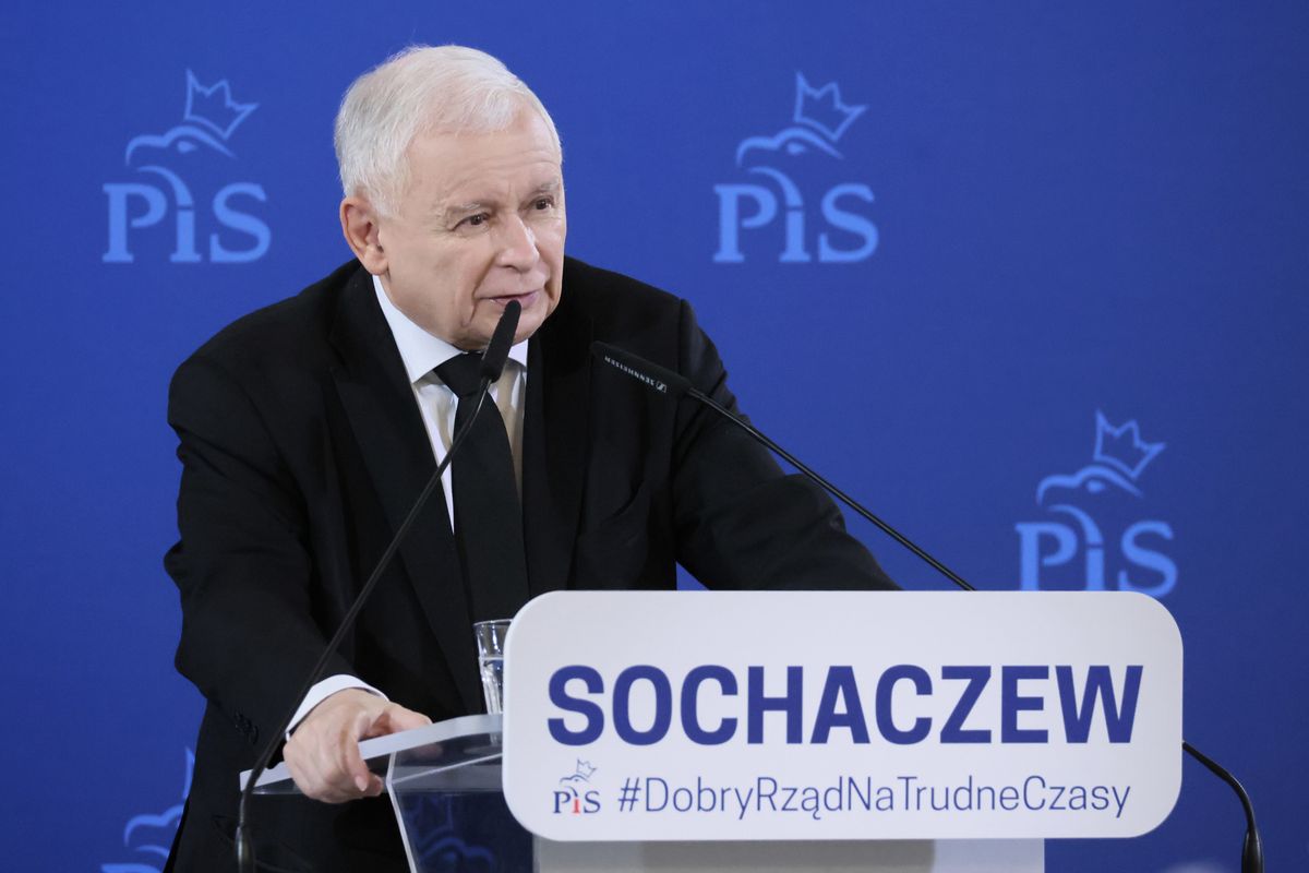 Prezes PiS Jarosław Kaczyński w Sochaczewie. 08.06.2022 r. 