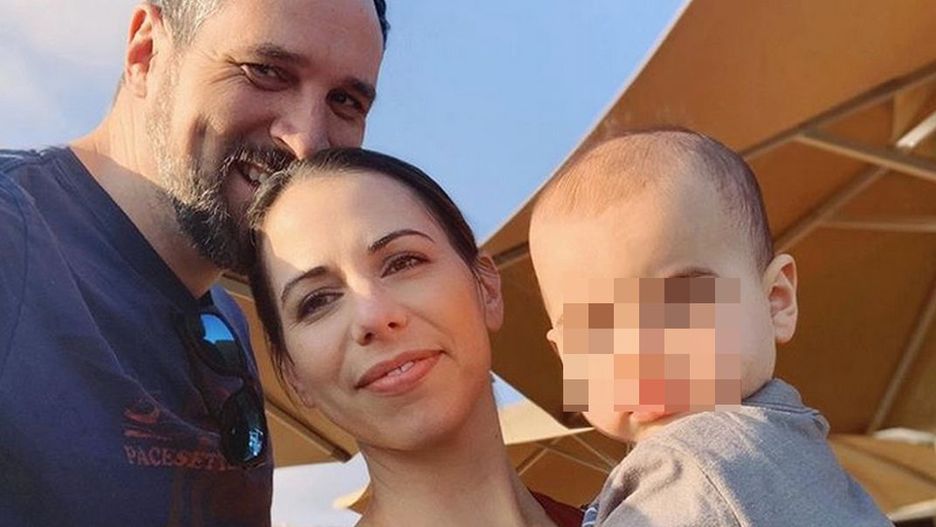 Laura Bailey z mężem i synem