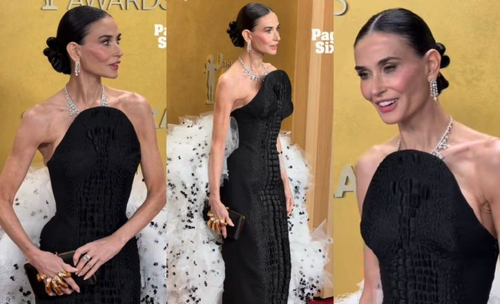 Demi Moore eksponuje szczupłą sylwetkę w "krokodylej" kreacji