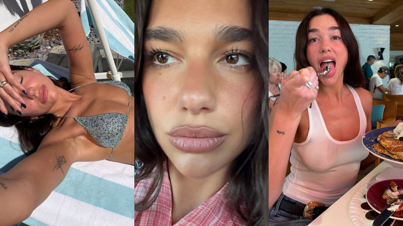Dua Lipa wcina frykasy i wygina się w bikini