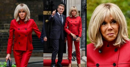 Brigitte Macron zachwyca w KRWISTEJ CZERWIENI podczas wizyty w Londynie. Najmodniejsza pierwsza dama? (ZDJĘCIA)
