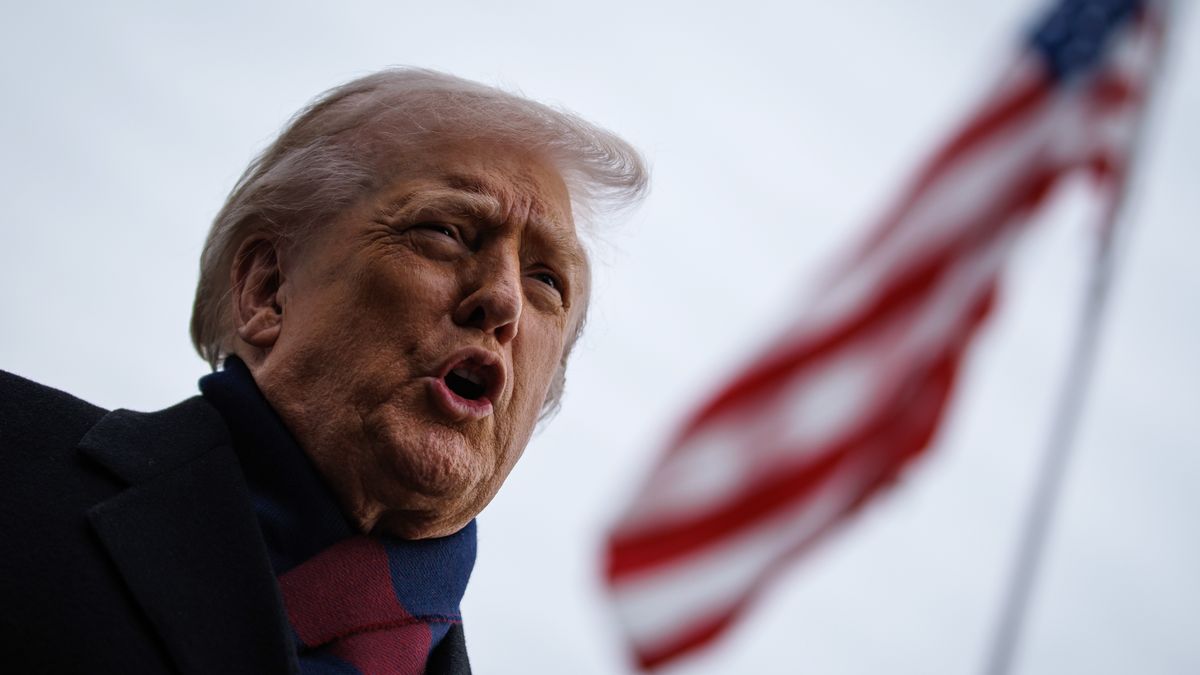 US President Donald Trump speaks to members of the media on the South Lawn of the White House before boarding Marine One in Washington, DC, US, on Saturday, Dec. 13, 2025. Trump said there will be "serious retaliation" after two US Army soldiers and an interpreter were killed in Syria on Saturday, and three other Americans were wounded. Photographer: Samuel Corum/Sipa/Bloomberg via Getty Images