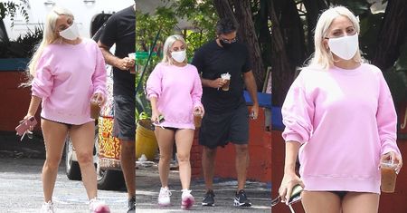 Roztargniona Lady Gaga zapomniała spodni na randkę z ukochanym. Udana Stylizacja? (ZDJĘCIA)