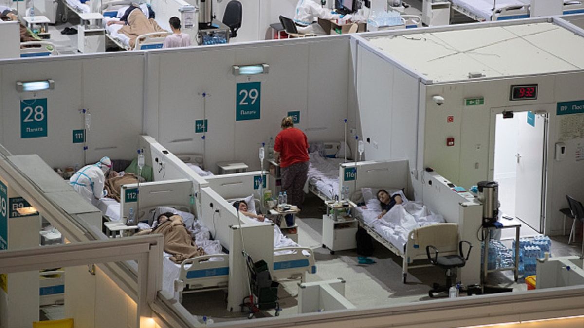 Tymczasowy szpital dla chorych na COVID w Moskwie
