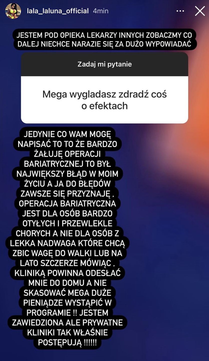 Laluna narzeka po operacji bariatrycznej 