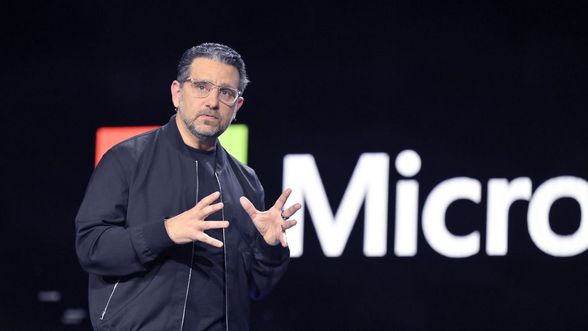 LAS VEGAS, NEVADA - JANUARY 04: Microsoft EVP and Chief Product Officer Panos Panay speaks during a keynote address at CES 2023 at The Venetian Las Vegas on January 04, 2023 in Las Vegas, Nevada. CES, the world's largest annual consumer technology trade show, runs from January 5-8 and features about 3,100 exhibitors showing off their latest products and services to more than 100,000 attendees.  (Photo by David Becker/Getty Images)