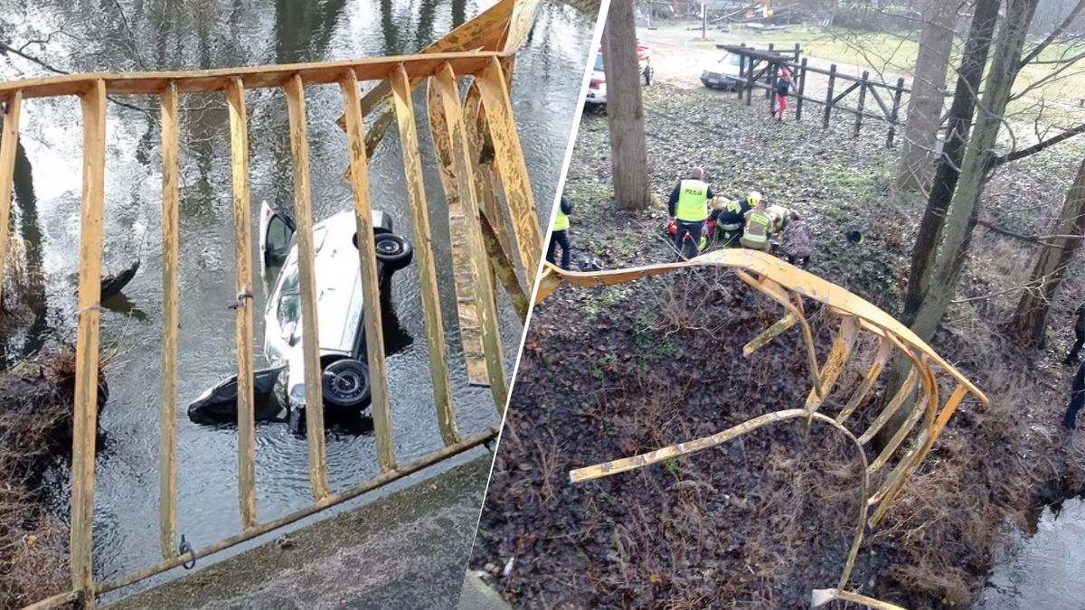 Wpadł autem do rzeki