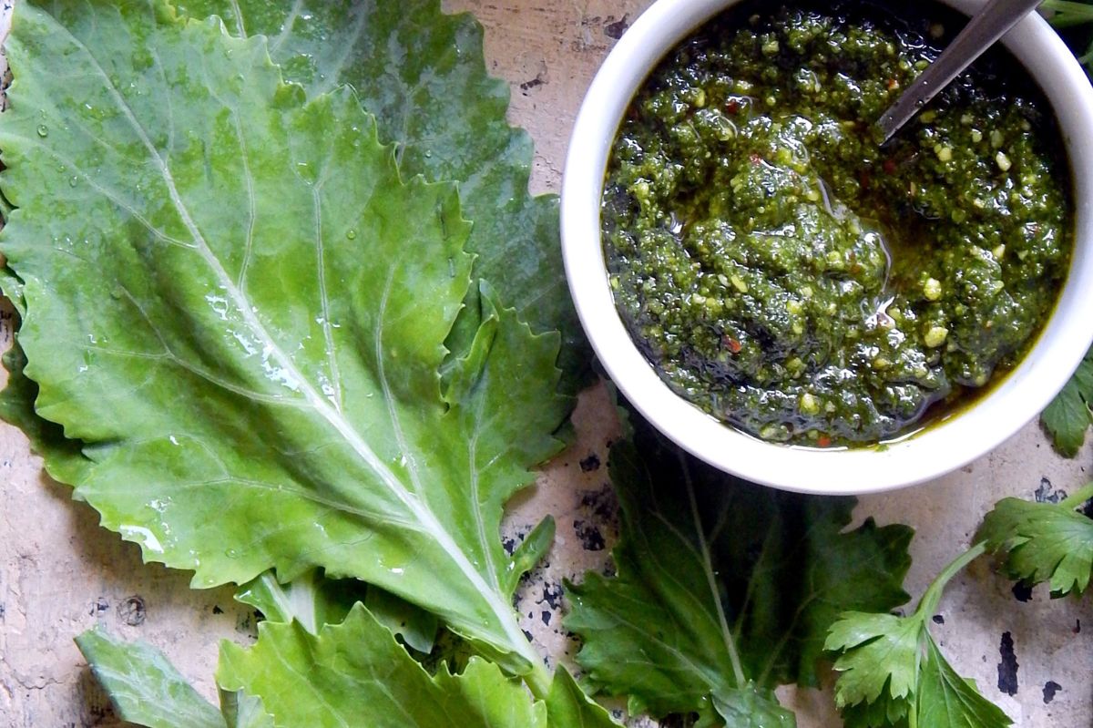You can make delicious pesto from kohlrabi leaves.