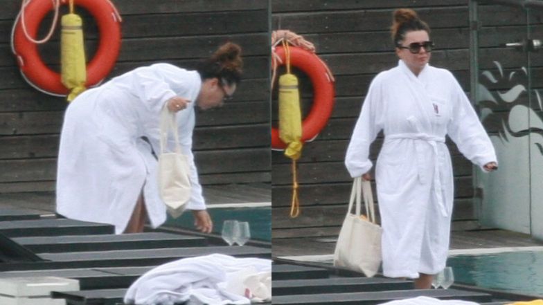 Beata Tadla z mężem w basenie