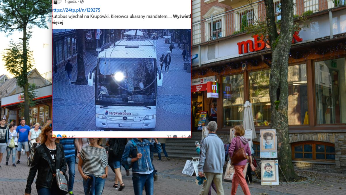 Autobus wjechał na Krupówki.