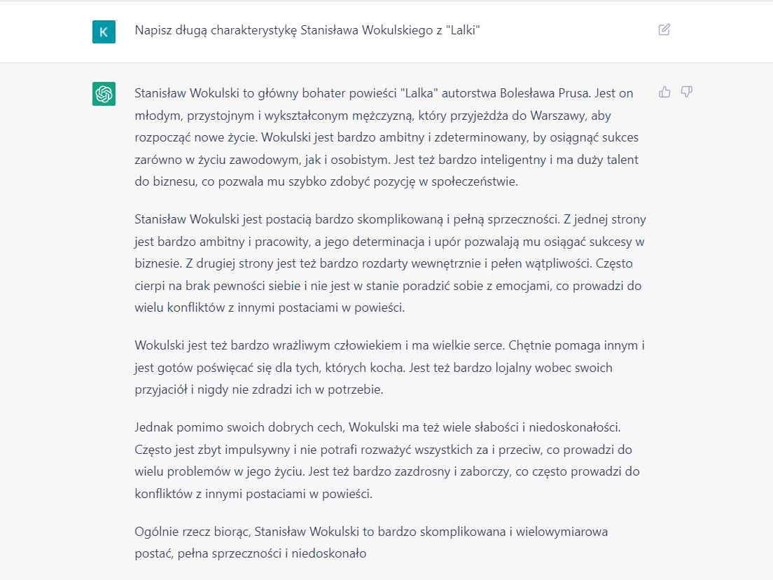 Wystarczyło dodać jeden wyraz, by charakterystyka się wydłużyła. Nie obyło się jednak bez urwania tekstu.