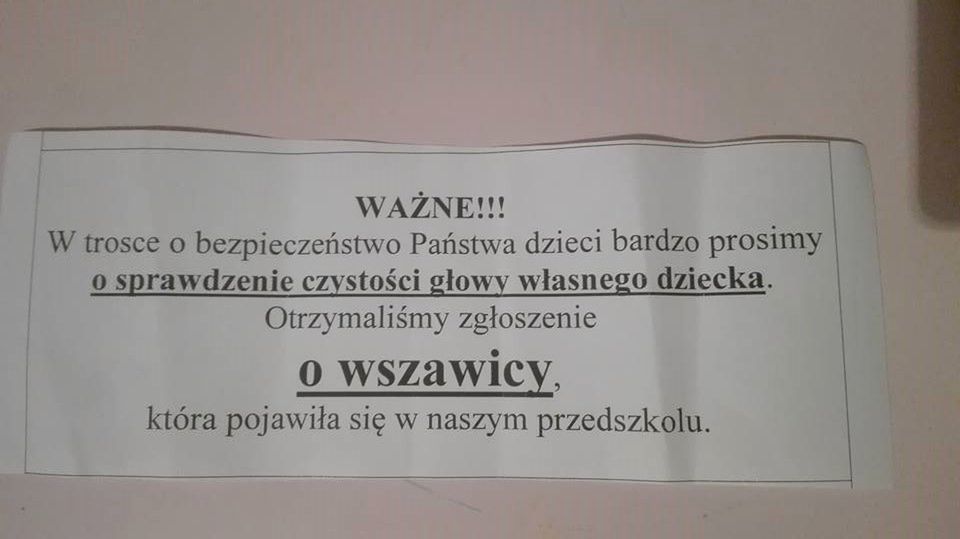 Takie kartki znalazły się w szafkach dzieci w jednym z publicznych przedszkoli