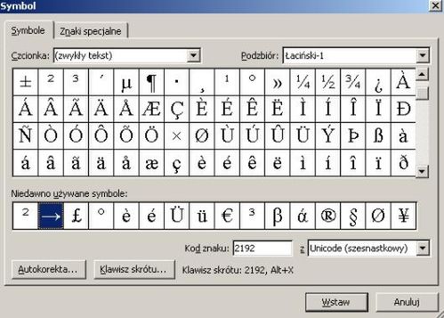 Łatwe wstawianie symboli w Wordzie