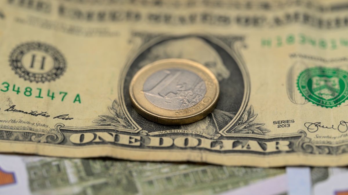 The US one dollar bill lies beside the EU 1 EURO coin in this photo illustration in Brussels, Belgium, on January 4, 2025. (Photo by Jonathan Raa/NurPhoto via Getty Images)