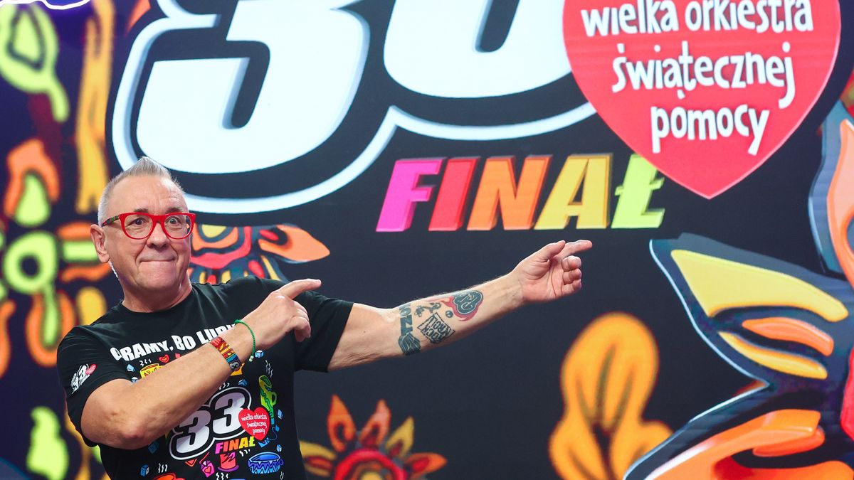 Jurek Owsiak during the 33rd Grand Finale of the Great Orchestra of Christmas Charity (WOP)  an annual Polish fundraiser supporting healthcare, focused on purchasing medical equipment for hospitals, in Warsaw, Poland on January 26, 2025. (Photo by Foto Olimpik/NurPhoto via Getty Images)