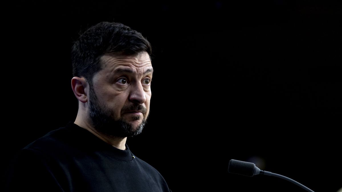 President of Ukraine Volodymyr Zelenskyy addresses a press conference during his visit at the European Council Summit, the EU leaders meeting at the headquarters of the European Union. The Ukrainian President responded to questions from journalists of international media, focusing on the relations with the USA, EU and President Trump for the future and peace in Ukraine. Brussels, Belgium on December 19, 2024  (Photo by Nicolas Economou/NurPhoto via Getty Images)