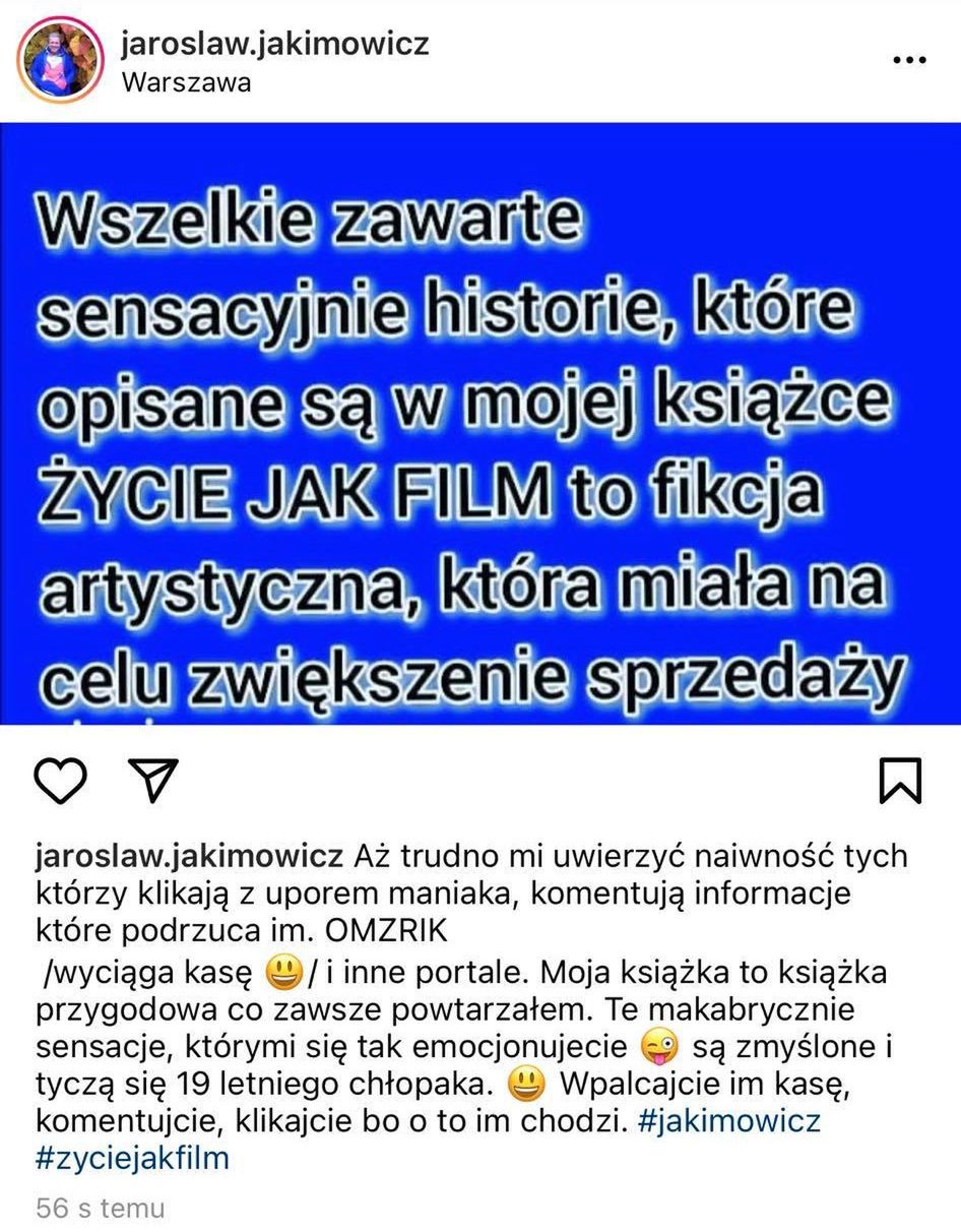 Jarosław Jakimowicz wypiera się autobiografii