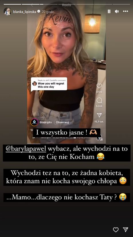 Blanka Lipińska reaguje na tatuaż na czole, który zrobiła sobie tiktokerka