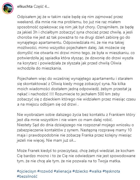 Posty Łukasza na temat relacji z Oliwią 