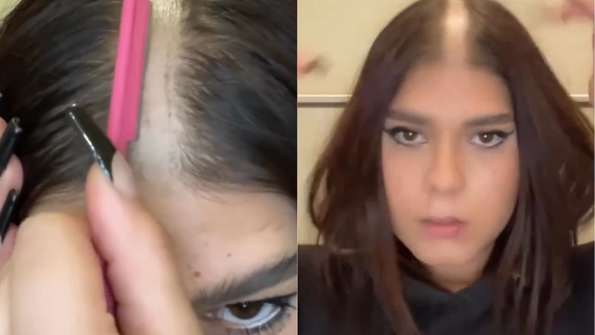 Wygoliła sobie przedziałek. (Instagram/easyhair.diy)