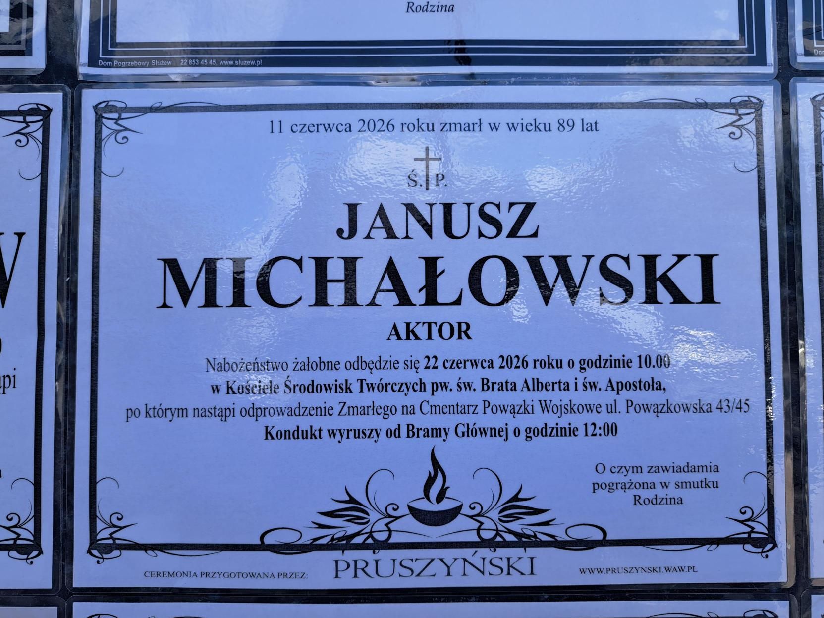 Nekrolog Janusza Michałowskiego.