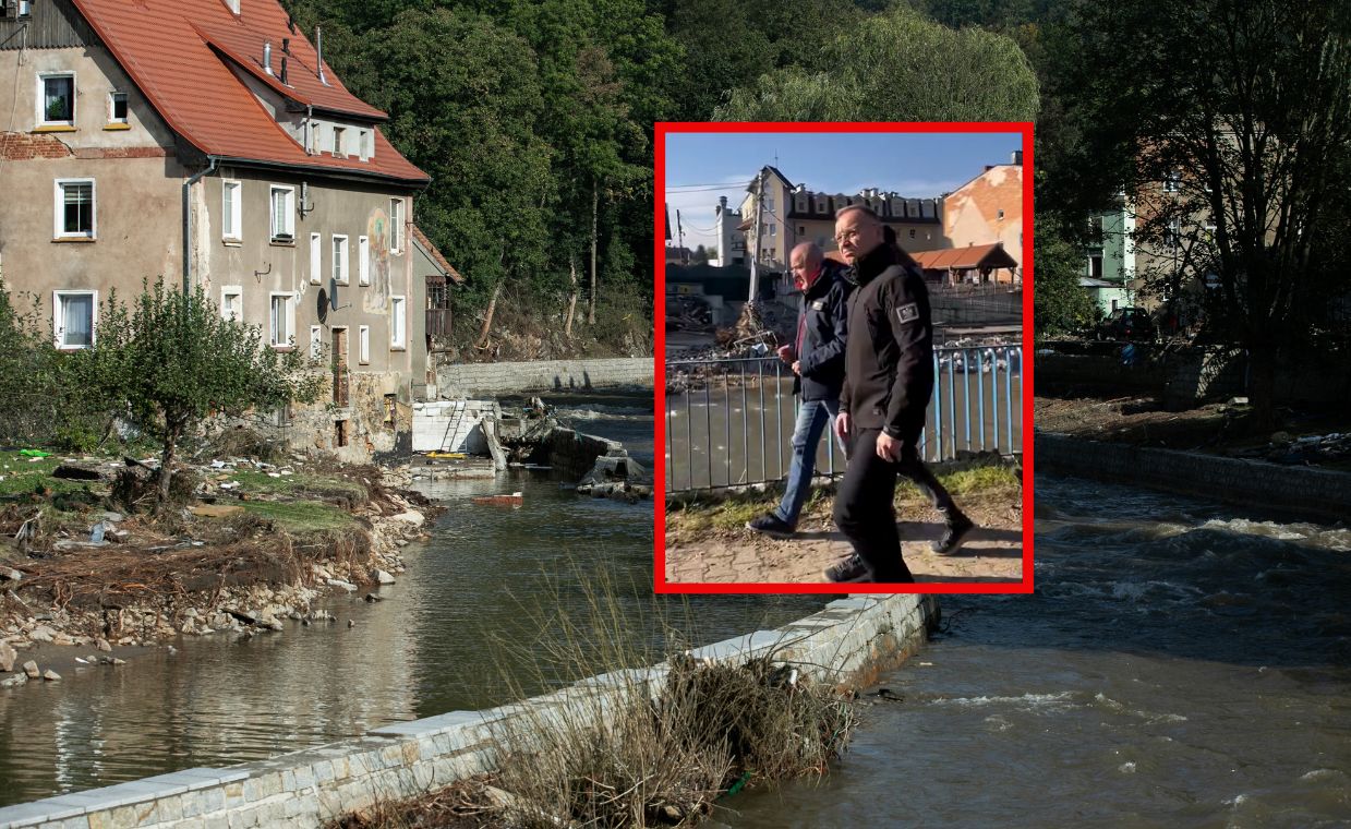 Pokazano wideo z prezydentem. Przyjechał na tereny powodziowe