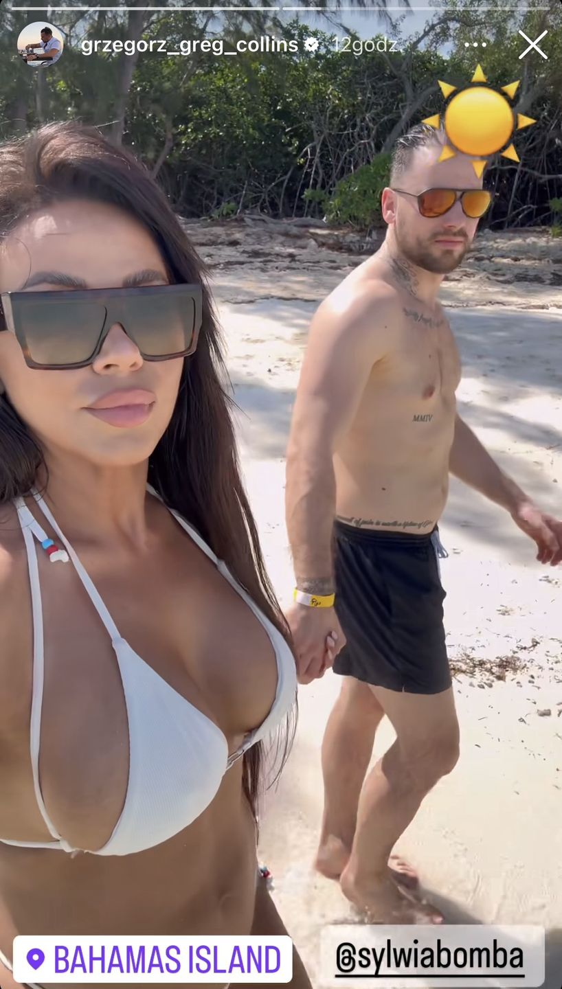 Sylwia Bomba i Grzegorz Collins wypoczywają na Bahamach 