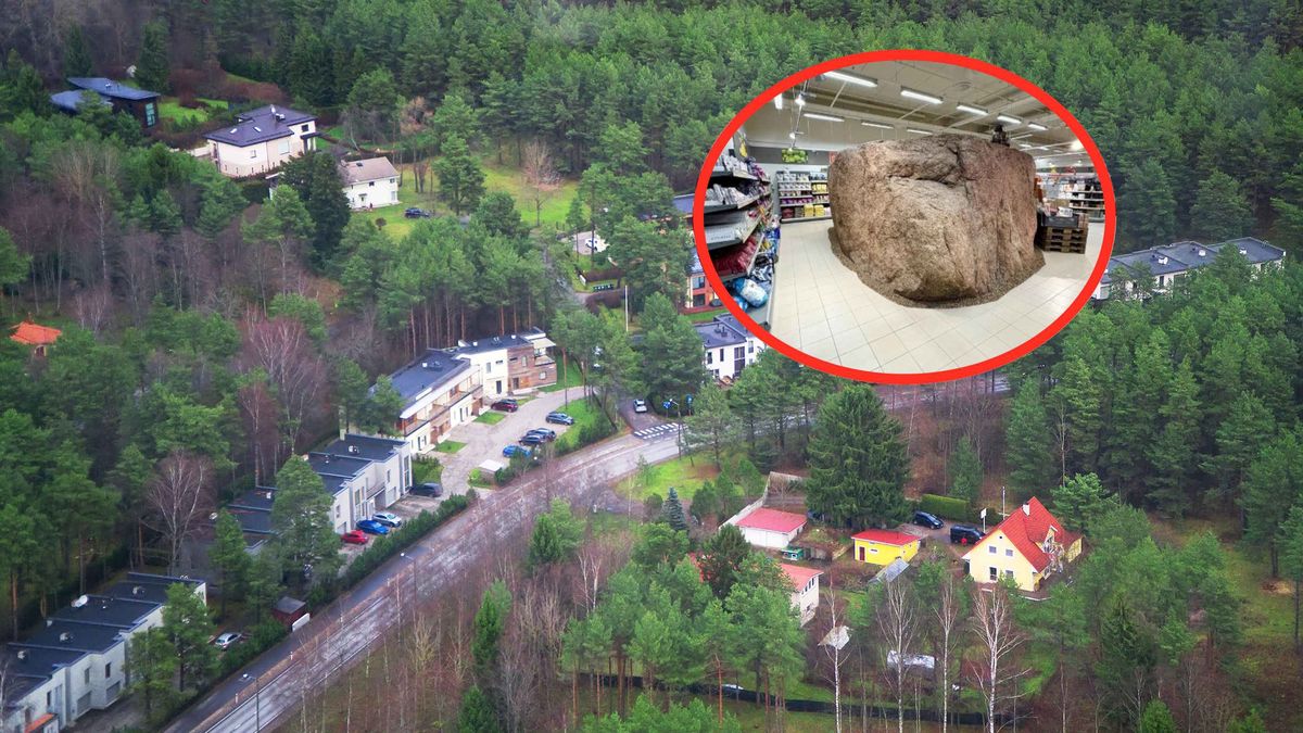 Wielki głaz zaskakuje klientów w środku centrum handlowego