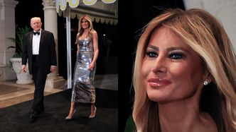 Melania Trump w srebrnej kreacji błyszczała na imprezie sylwestrowej. Ikona mody? (ZDJĘCIA)
