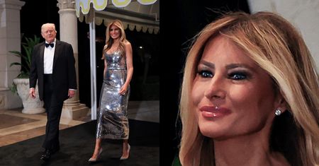 Melania Trump w srebrnej kreacji błyszczała na imprezie sylwestrowej. Ikona mody? (ZDJĘCIA)
