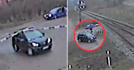 Kierowca stracił rozum. Pędził prosto pod pociąg