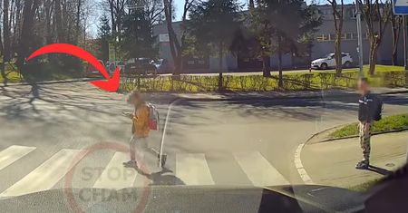 Dziecko zamiast na światła, patrzyło w telefon. Kierowca nie wytrzymał