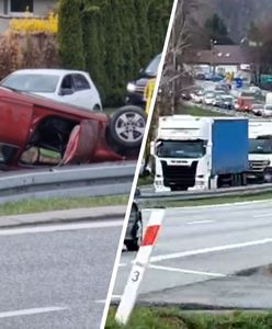 Dachowanie na Zakopiance. Trasa była zablokowana