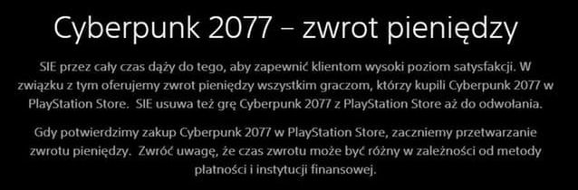 komunikat Sony o zwrocie gry, fot. PlayStation