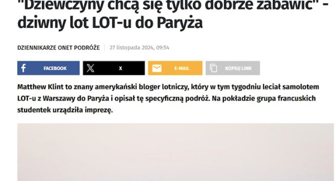 AI nie dała rady? Onet usunął tekst o dziwnym locie