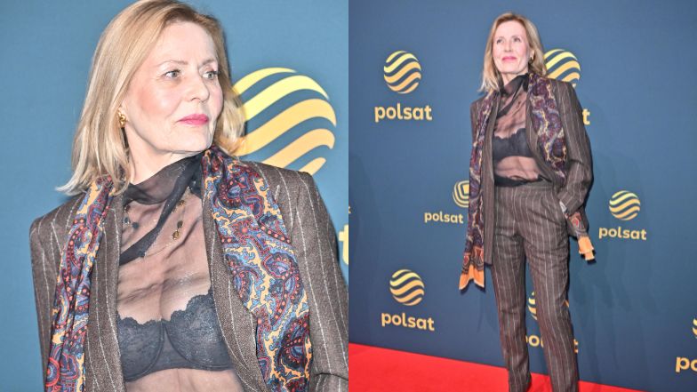 Grażyna Szapołowska przyszła na ramówkę w prześwitującej koszulce